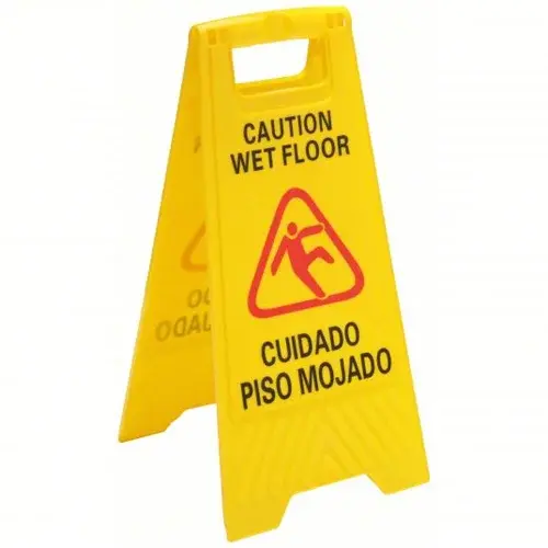 WET FLOOR SIGN YELLOW FOLD FLAT DESIGN